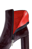 Derimod Gritti Woman Burgundy Zip Closure Thick-Heeled Patent Leather Leather Boots | Derimod Derimod Gritti Woman Burgundy Zip Closure Thick-Heeled Patent Leather Leather Boots | Derimod