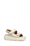 Geox Kadın Krem D Spherica Ec4.1 S A - Nappa Bantlı Deri Sandalet | Derimod Geox Kadın Krem D Spherica Ec4.1 S A - Nappa Bantlı Deri Sandalet | Derimod