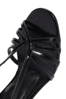 Kadın Siyah Bilekten Tokalı İnce Topuklu Deri Sandalet | Derimod Kadın Siyah Bilekten Tokalı İnce Topuklu Deri Sandalet | Derimod