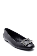 Women's Leather Stone Ballerinas | Derimod Women's Leather Stone Ballerinas | Derimod