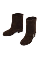 Woman Mink Buckled Suede Boots | Derimod Woman Mink Buckled Suede Boots | Derimod