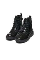 Geox Kız Çocuk Siyah Casey Simli Bağcıklı Deri Postal Bot | Derimod Geox Kız Çocuk Siyah Casey Simli Bağcıklı Deri Postal Bot | Derimod