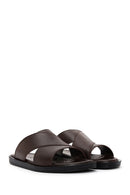 Men's Brown Leather Slippers | Derimod Men's Brown Leather Slippers | Derimod