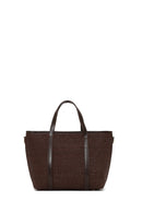 Woman Brown Mini Straw Shoulder Bag with Long Strap | Derimod Woman Brown Mini Straw Shoulder Bag with Long Strap | Derimod