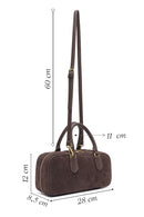 Women's Brown Long Strap Suede Leather Handbag | Derimod Women's Brown Long Strap Suede Leather Handbag | Derimod