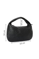 Kadın Siyah Örgülü Kol Çantası | Derimod Kadın Siyah Örgülü Kol Çantası | Derimod