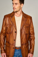 Kevin Erkek Camel Blazer Deri Ceket | Derimod Kevin Erkek Camel Blazer Deri Ceket | Derimod