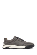Erkek Gri Bağcıklı Nubuk Deri Sneaker | Derimod Erkek Gri Bağcıklı Nubuk Deri Sneaker | Derimod
