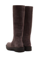 Women's Mink Thick Soled Zippered Suede Leather Casual Boots | Derimod Women's Mink Thick Soled Zippered Suede Leather Casual Boots | Derimod