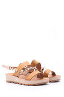 Kadın Gold Leopar Detaylı Sandalet | Derimod Kadın Gold Leopar Detaylı Sandalet | Derimod
