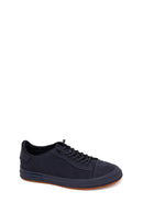 Erkek Lacivert Bağcıklı Nubuk Deri Sneaker | Derimod Erkek Lacivert Bağcıklı Nubuk Deri Sneaker | Derimod