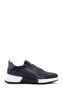 Men's Navy Blue Lace-up Thick-Sole Leather Sneaker | Derimod Men's Navy Blue Lace-up Thick-Sole Leather Sneaker | Derimod