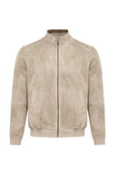 Suarez Men's Beige Mandarin Collar Suede Leather Jacket | Derimod Suarez Men's Beige Mandarin Collar Suede Leather Jacket | Derimod