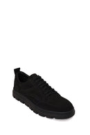 Erkek Siyah Bağcıklı Nubuk Deri Casual Sneaker | Derimod Erkek Siyah Bağcıklı Nubuk Deri Casual Sneaker | Derimod