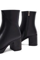 Woman Black Zip Closure Thick-Heeled Leather Boots | Derimod Woman Black Zip Closure Thick-Heeled Leather Boots | Derimod