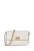 Geox Women's White Liliane Long Strap Leather Crossbody Bag | Derimod Geox Women's White Liliane Long Strap Leather Crossbody Bag | Derimod