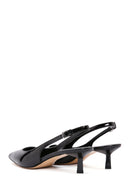 Women's Black Open Back Leather Short Heel Stiletto | Derimod Women's Black Open Back Leather Short Heel Stiletto | Derimod