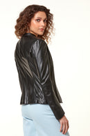 Joel Women's Black Stretch-Fit Leather Jacket | Derimod Joel Women's Black Stretch-Fit Leather Jacket | Derimod