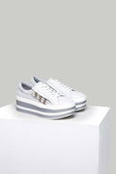 Gümüş Yüksek Tabanlı Kadın Deri Sneaker | Derimod Gümüş Yüksek Tabanlı Kadın Deri Sneaker | Derimod