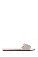 Women's White Stone Slippers | Derimod Women's White Stone Slippers | Derimod