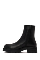 Woman Black Zip Closure Thick-Soled Leather Boots | Derimod Woman Black Zip Closure Thick-Soled Leather Boots | Derimod