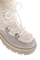 Women's Beige Plush Suede Leather Boots | Derimod Women's Beige Plush Suede Leather Boots | Derimod
