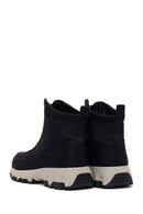 Woman Black Zip Closure Thick-Soled Fabric Boots | Derimod Woman Black Zip Closure Thick-Soled Fabric Boots | Derimod