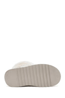 Women's White Fur Detailed Leather Boots | Derimod Women's White Fur Detailed Leather Boots | Derimod