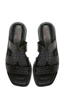 Women's Black Leather Slippers | Derimod Women's Black Leather Slippers | Derimod