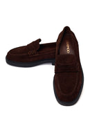 Kadın Kahverengi Süet Deri Maskülen Loafer | Derimod Kadın Kahverengi Süet Deri Maskülen Loafer | Derimod