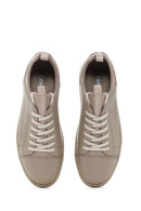 Men's Mink Lace-up Leather Sneaker | Derimod Men's Mink Lace-up Leather Sneaker | Derimod