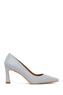 Woman Light Blue Thick-Heeled Leather Stiletto | Derimod Woman Light Blue Thick-Heeled Leather Stiletto | Derimod