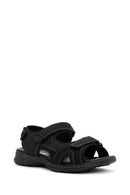 Erkek Siyah Nubuk Deri Sandalet | Derimod Erkek Siyah Nubuk Deri Sandalet | Derimod