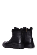 Men's Black Leather Zippered Flat Boots | Derimod Men's Black Leather Zippered Flat Boots | Derimod
