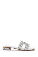 Women's White Stone Slippers | Derimod Women's White Stone Slippers | Derimod