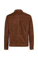 Wade Male Brown Slim-Fit Suede Jacket | Derimod Wade Male Brown Slim-Fit Suede Jacket | Derimod