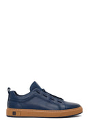 Male Navy Lace-up Leather Sneaker | Derimod Male Navy Lace-up Leather Sneaker | Derimod
