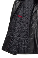 Barella Men's Black Collar Furry Leather Trench Coat | Derimod Barella Men's Black Collar Furry Leather Trench Coat | Derimod
