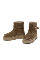 Women's Brown Thick Sole Suede Leather Boots | Derimod Women's Brown Thick Sole Suede Leather Boots | Derimod
