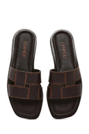 Women's Brown Leather Slippers | Derimod Women's Brown Leather Slippers | Derimod