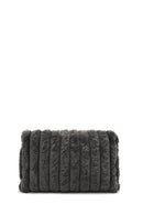 Kadın Gri Aksesuar Detaylı Peluş Omuz Çantası | Derimod Kadın Gri Aksesuar Detaylı Peluş Omuz Çantası | Derimod