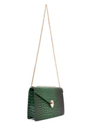 Women's Green Long Strap Crocodile Crossbody Bag | Derimod Women's Green Long Strap Crocodile Crossbody Bag | Derimod