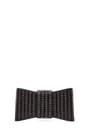 Women's Black Long Strap Stone Mini Evening Box Clutch Bag | Derimod Women's Black Long Strap Stone Mini Evening Box Clutch Bag | Derimod