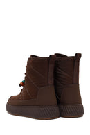 Woman Brown Zip Closure Thick-Soled Charmed Fabric Combat Boots | Derimod Woman Brown Zip Closure Thick-Soled Charmed Fabric Combat Boots | Derimod