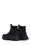 Women's Black Stone High Top Sneaker | Derimod Women's Black Stone High Top Sneaker | Derimod