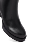 Woman Black Zip Closure Thick-Heeled Leather Boots | Derimod Woman Black Zip Closure Thick-Heeled Leather Boots | Derimod