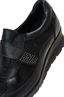 Women's Black Leather Wedge Heeled Comfort Shoes | Derimod Women's Black Leather Wedge Heeled Comfort Shoes | Derimod