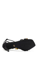 Women's Black Accessory Detailed Thin Heel Sandals | Derimod Women's Black Accessory Detailed Thin Heel Sandals | Derimod