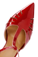 Kadın Kırmızı Bilekten Bantlı Arkası Açık İnce Topuklu Rugan Deri Ayakkabı | Derimod