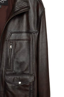 Bryan Men's Brown Leather Jacket | Derimod Bryan Men's Brown Leather Jacket | Derimod